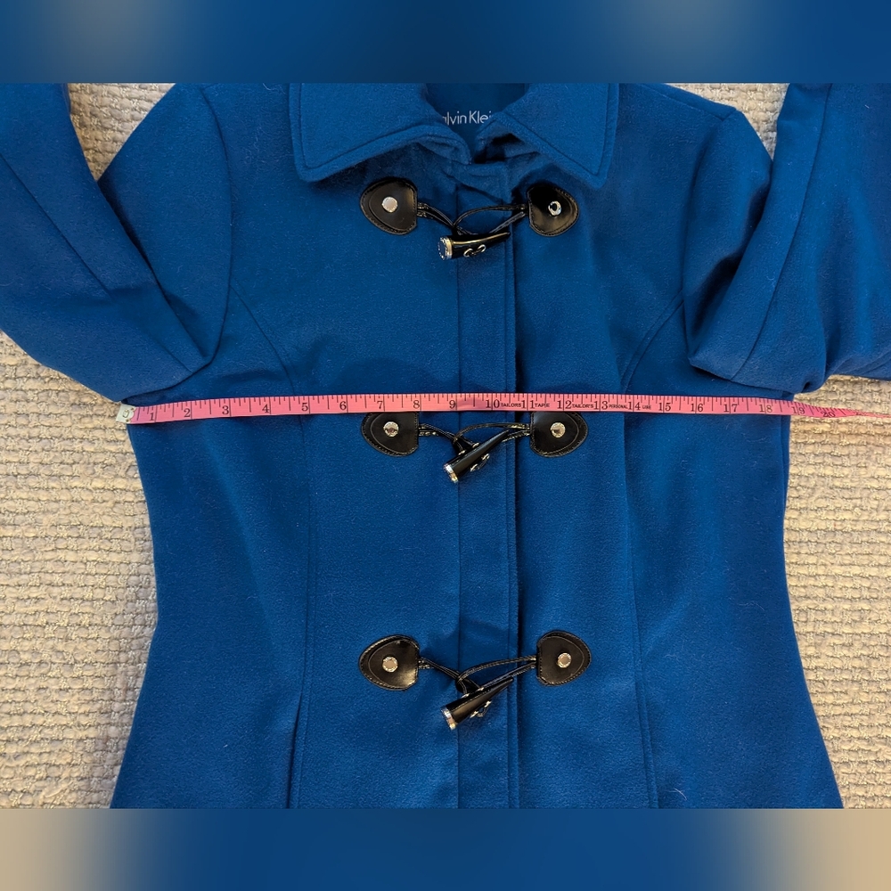 Calvin Klein Royal Blue Hooded Duffle Coat Size S NWOT - Picture 10 of 16